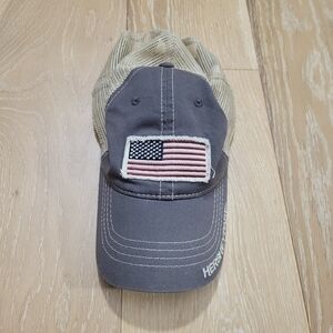 Hersheypark Grey/Cream American Flag adjustable trucker hat‎ one size Adult